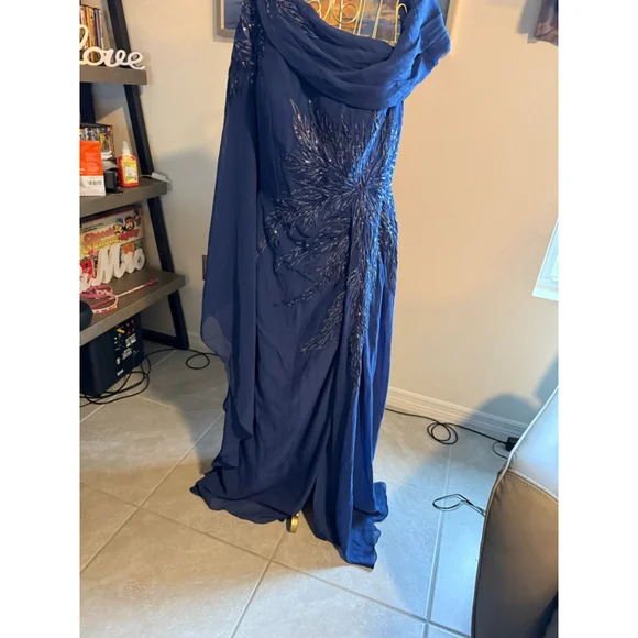 Women's JJ's House Navy Blue Silver Sequin Prom Dress US 14